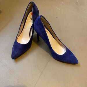 Blue suede pumps